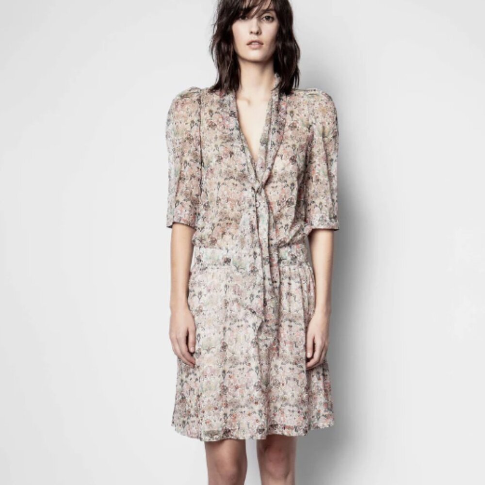 ZADIG & VOLTAIRE Rewel Mousseline Floral Beaded Dress